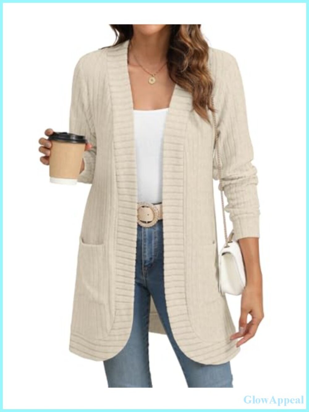 Women's Long Sleeve Open Front Cardigan Sweater with Pockets